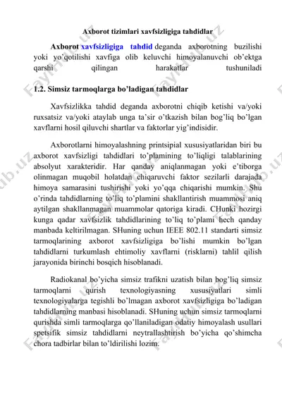 axborot tizimlari xavfsizligiga tahdidlar — DOCX