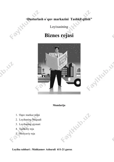dasturlash o`quv markazini tashkil qilish — DOCX