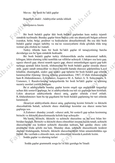 bir bosh bo`lakli gaplar — DOCX
