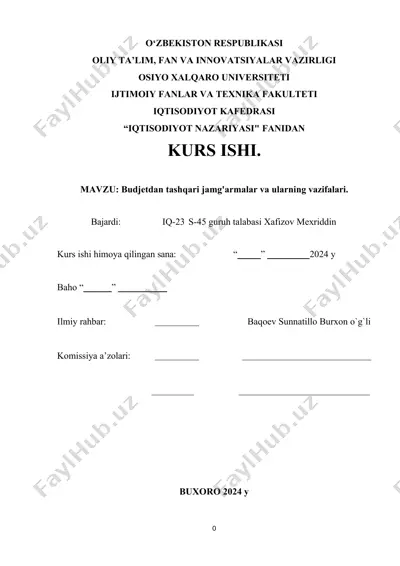 kurs ishi "budjetdan tashqari jamg'armalar va ularning vazifalari" — DOCX