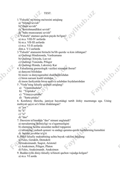 falsafa fanining asoslariga kirish — DOCX