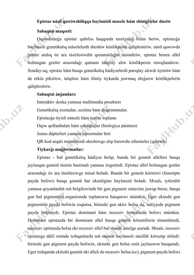 epistaz násil quwiwshiliqqa baylanisli masele hám shinigiwlar duziw — DOCX
