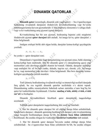 dinamik qatorlar — DOCX