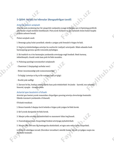 arterial pulsni aniqlash — DOCX
