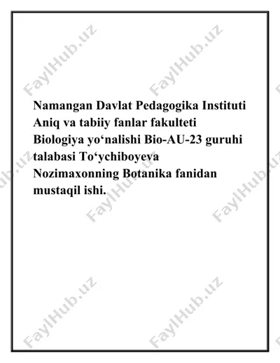 mavsumiy fenologik o‘zgarishlar — DOCX