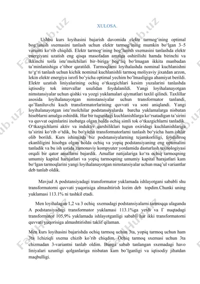 elektr tarmoq optimal bog‘lanish sxemasi tanlashi — DOCX