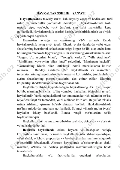 haykaltaroshlik san’ati — DOCX