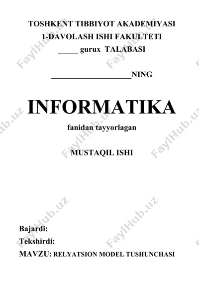 relyatsion model tushunchasi — DOCX
