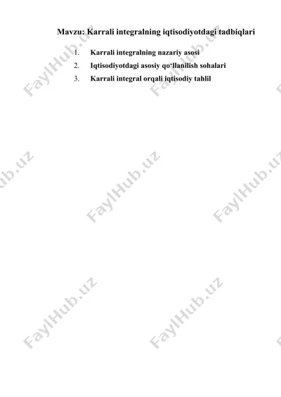 karrali integralning iqtisodiyotdagi tadbiqlari — DOCX