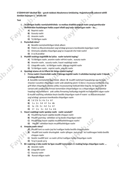 hujjatshunoslik axborot tahlili — DOCX
