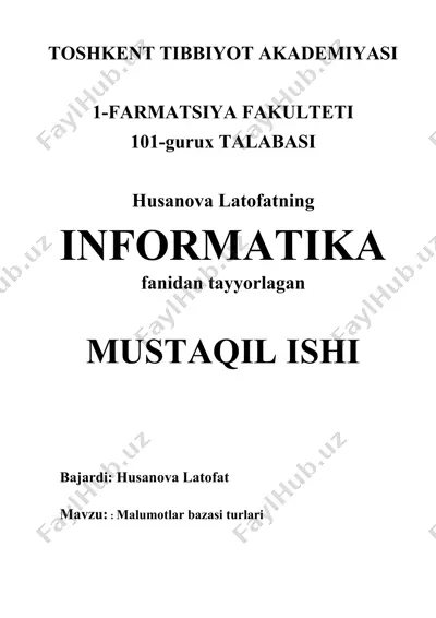 ma'lumotlar bazasi turlari — DOCX