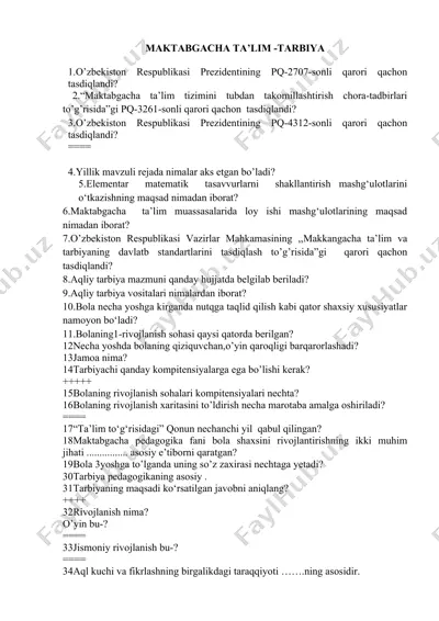 maktabgacha ta'lim - tarbiya — DOCX