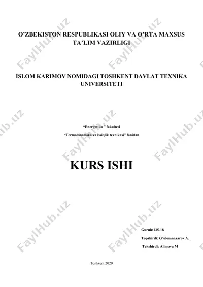 termodinamika va issiqlik texnikasi — DOCX