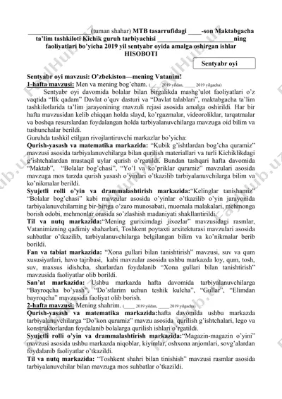 sentyabr oyi mavzusi: o’zbekiston—mening vatanim! — DOCX