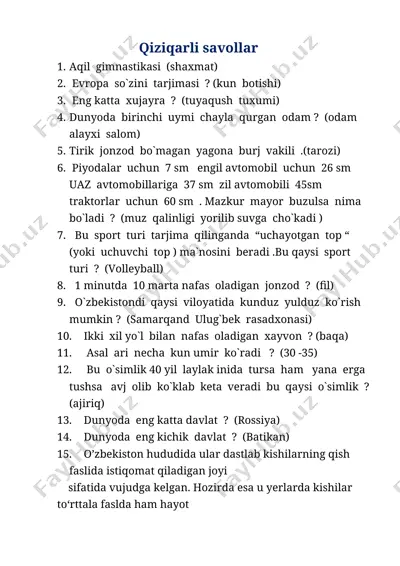 qiziqarli savollar — DOCX