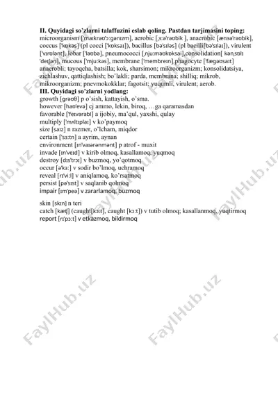 mikroorganizm haqida ma'lumotlar — DOCX