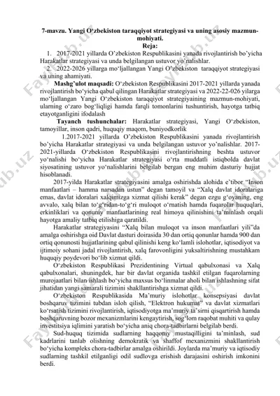 o‘zbekiston taraqqiyot strategiyasi — DOCX