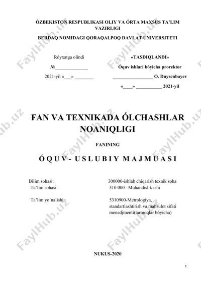fanning óquv-uslubiy majmuasi — DOCX