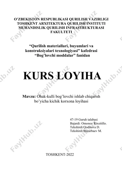kichik korxona loyihasi — DOCX