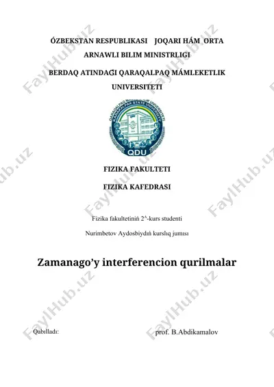zamanago’y interferencion qurilmalar — DOCX