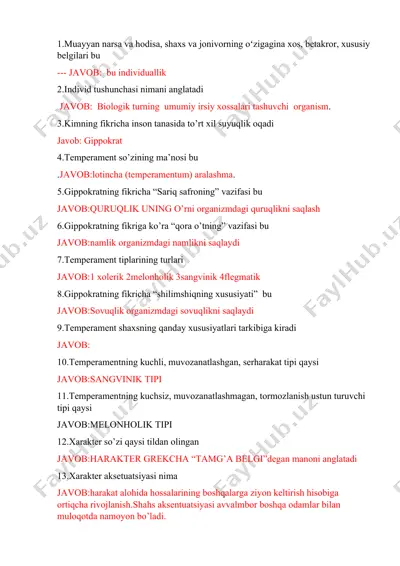 temperament va gippokrat nazariyasi — DOCX