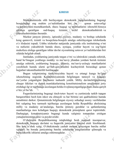 sud-huquq tizimini demokratlashtirish va liberallashtirish — DOCX