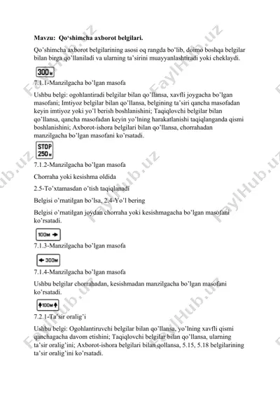 qo‘shimcha axborot belgilari — DOCX