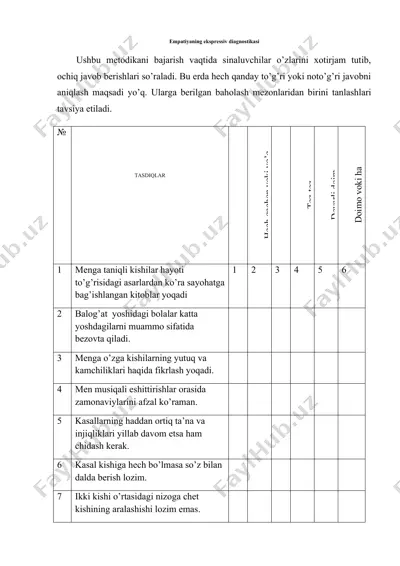 empatiyaning ekspressiv diagnostikasi — DOCX