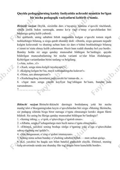 pedagogik vaziyatlar — DOCX