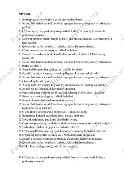 bemorni savol-javob qilish qaysi qismlardan iborat? — DOCX