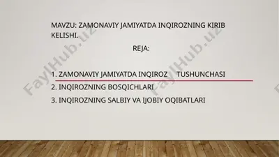 zamonaviy jamiyatda inqirozning kirib kelishi — PPTX