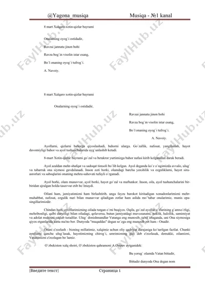 8 mart xalqaro xotin-qizlar bayrami — DOCX