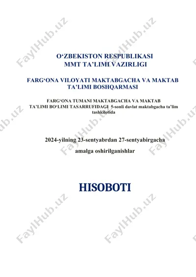 "men va mening do’stlarim" haftaligi faoliyatlar hisoboti — DOCX