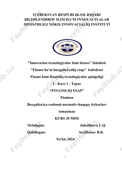 buxgalteriya esabi sistemasining huquqiy bosqichlari — DOCX