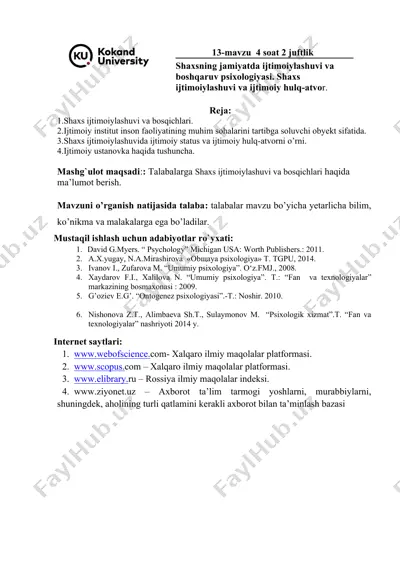 shaxs ijtimoiylashuvi va bosqichlari — DOCX