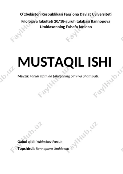 falsafiy bilimlar tizimi — DOCX