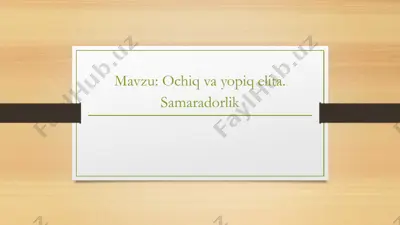ochiq va yopiq elita. samaradorlik — PPTX