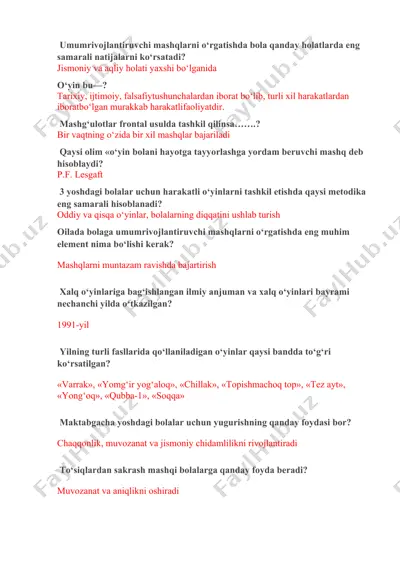 umumrivojlantiruvchi mashqlarni o‘rgatishda bola qanday holatlarda eng samarali natijalarni ko‘rsatadi? — DOCX