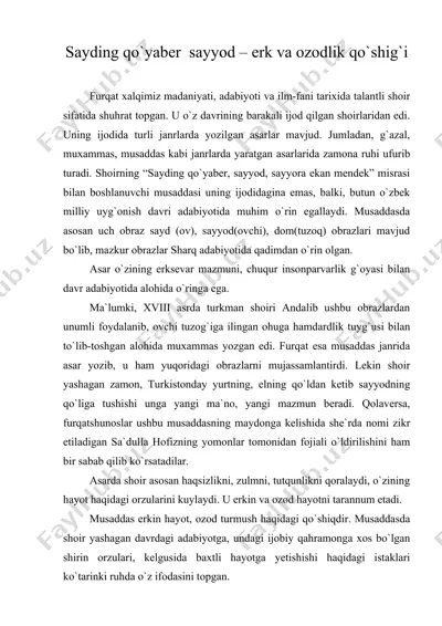 sayding qo`yaber sayyod – erk va ozodlik qo`shig`i — DOC
