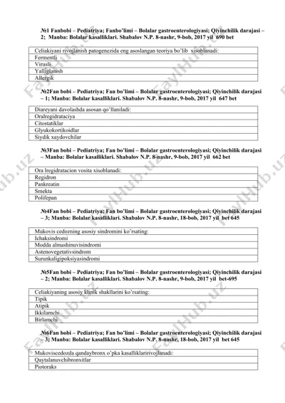 bolalar gastroenterologiyasi — DOCX