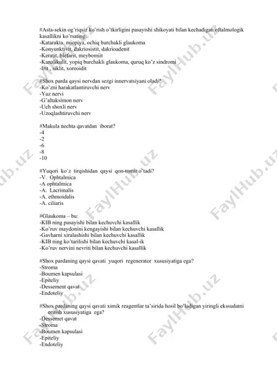 oftalmologik kasalliklar — DOCX