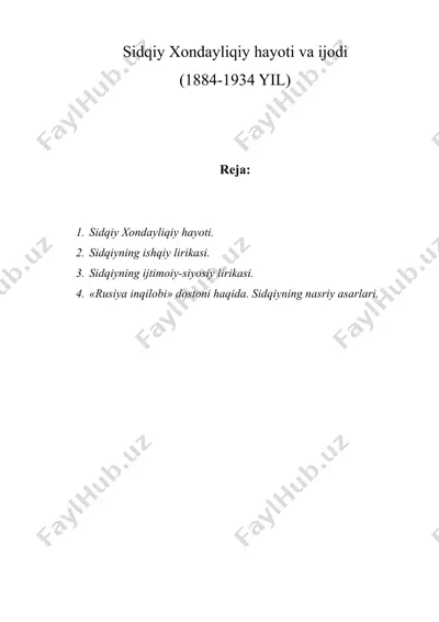 sidqiy xondayliqiy hayoti va ijodi — DOC