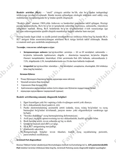 reaktiv artritlar (rea) — DOCX
