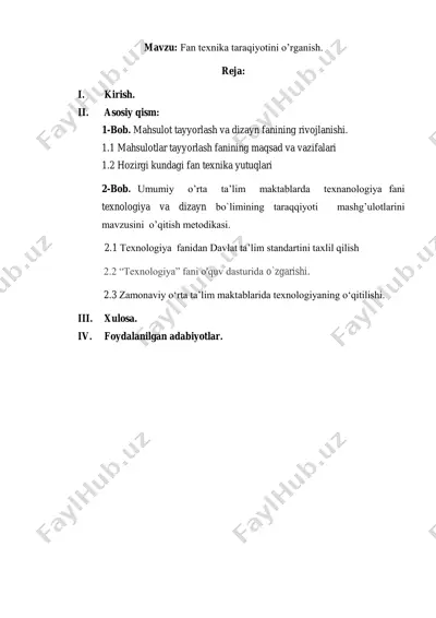 fan texnika taraqiyotini o’rganish — PDF