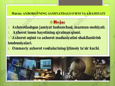 axborotning jamoyatdagi o‘rni va ahamiyati — PDF