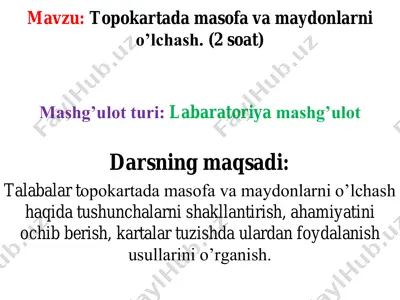 topokartada masofa va maydonlarni o’lchash — PDF