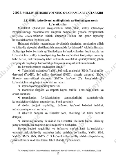 milliy iqtisodiyotning o‘lchamlari va tarkibi — PDF