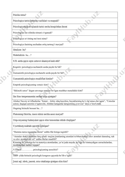 psixologiya fanining asosiy tushunchalari — PDF
