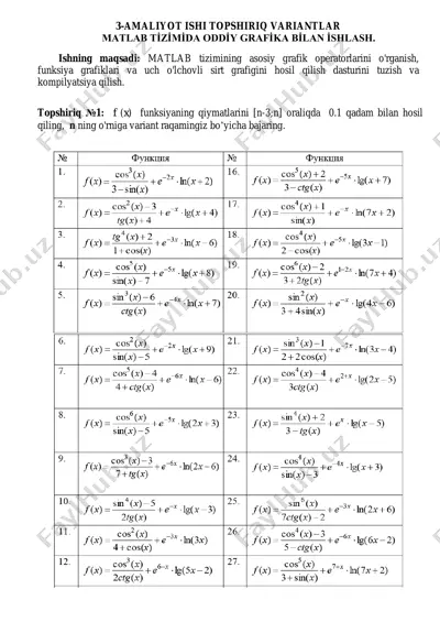 matlab tizimida oddiy grafika bilan ishlash — PDF