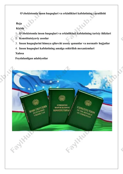o‘zbekistonda inson huquqlari va erkinliklari kafolatining yaratilishi — DOCX